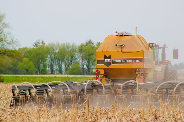 Spring strip application in corn field