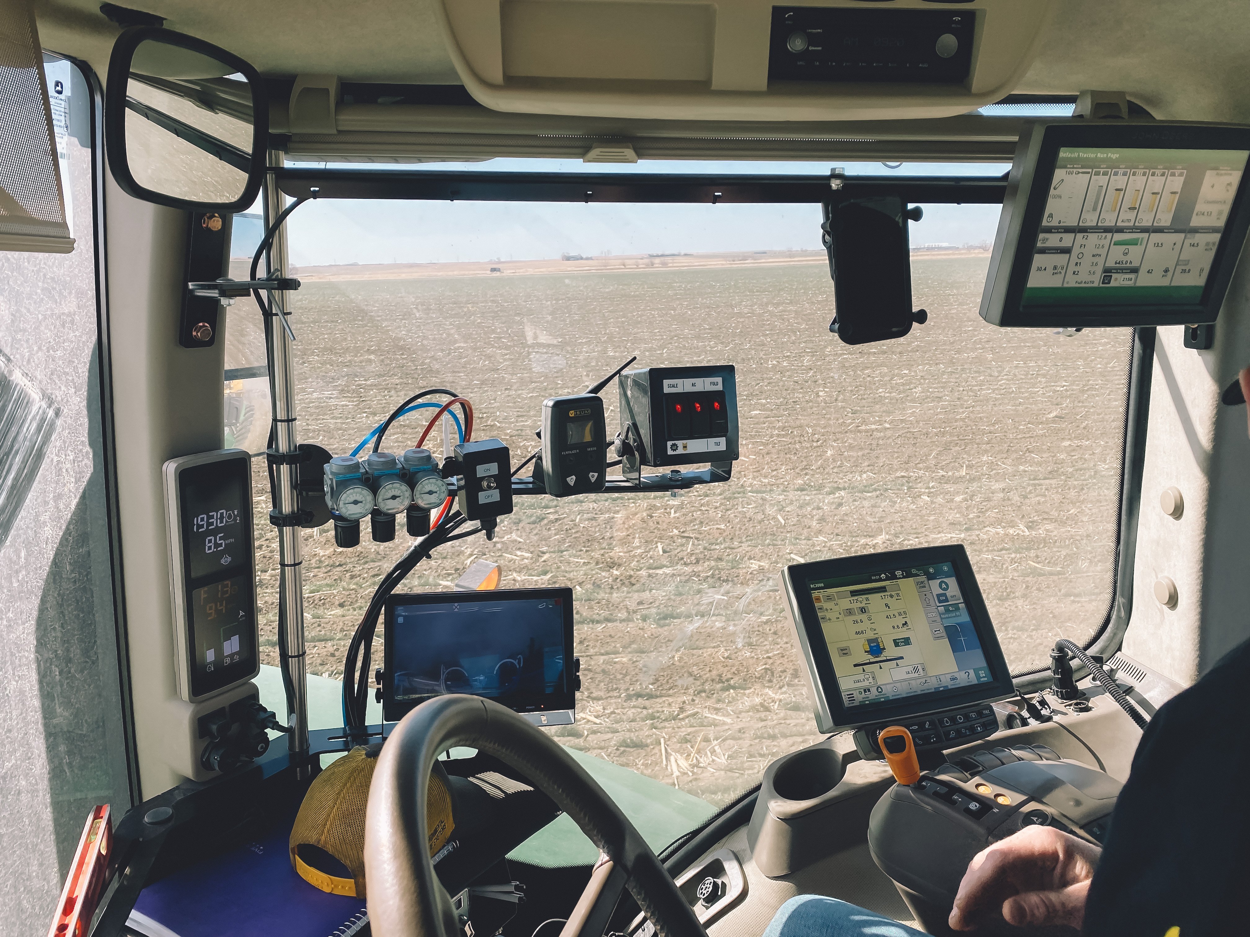 Inside Kraft's tractor cab - Kraft Family Dairies LLC